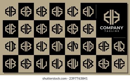 Line plus healthcare medical letter H HH logo design set