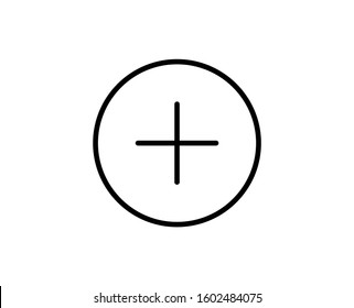 Line Plus icon isolated on white background. Outline symbol for website design, mobile application, ui. Plus pictogram. Vector illustration, editorial stroke. Eps10