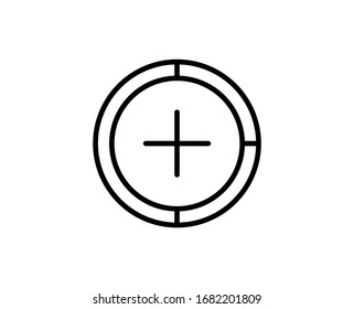 Line Plus icon isolated on white background. Outline symbol for website design, mobile application, ui. Plus pictogram. Vector illustration, editorial stroke. Eps10