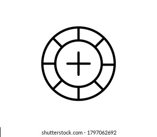 Line Plus icon isolated on white background. Outline symbol for website design, mobile application, ui. Plus pictogram. Vector illustration, editorial stroke. Eps10