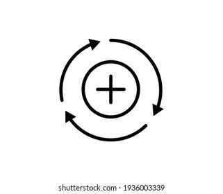 Icono de Line Plus aislado en fondo blanco. Símbolo de esquema para diseño de sitio web, aplicación móvil, ui. Más pictograma. Ilustración vectorial, golpe editorial. Eps10