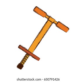 Line Pogo Stick Icon Over White Background