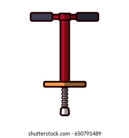 Line Pogo Stick Icon Over White Background