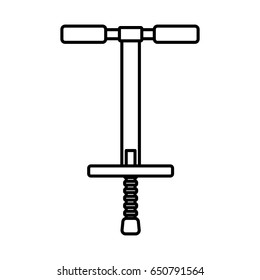 Line Pogo Stick Icon Over White Background