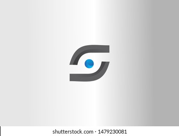 Line with point vector logo illustration. Black and Blue Logo.