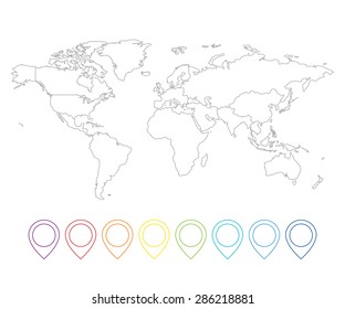 Line Pointer Map With World Map