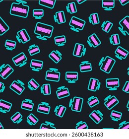 Line Pointer to wild west icon isolated seamless pattern on black background. Western signboard, message board, signpost for finding way with direction.  Vector