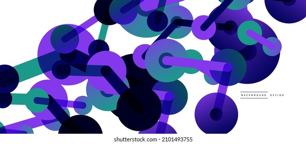 Line points connections geometric abstract background. Circles connected by lines. Trendy techno business template for wallpaper, banner, background or landing