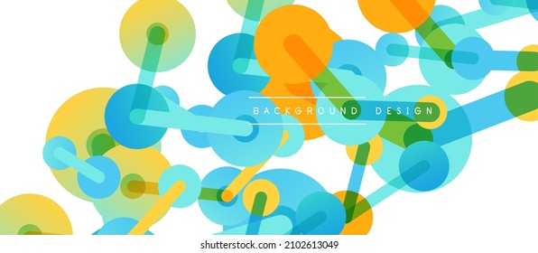 Line points connections geometric abstract background. Circles connected by lines. Trendy techno business template for wallpaper, banner, background or landing