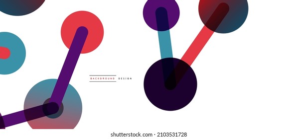 Line points connections geometric abstract background. Circles connected by lines. Trendy techno business template for wallpaper, banner, background or landing