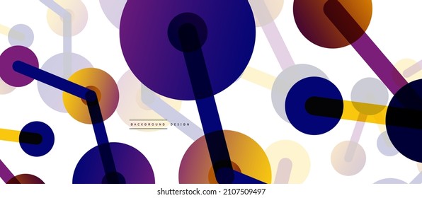 Line points connections geometric abstract background. Circles connected by lines. Trendy techno business template for wallpaper, banner, background or landing