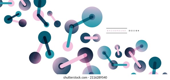 Line points connections geometric abstract background. Circles connected by lines. Trendy techno business template for wallpaper, banner, background or landing