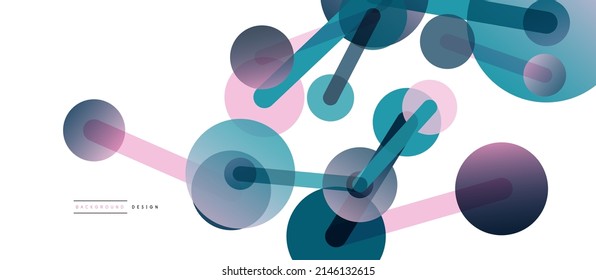 Line points connections geometric abstract background. Circles connected by lines. Trendy techno business template for wallpaper, banner, background or landing
