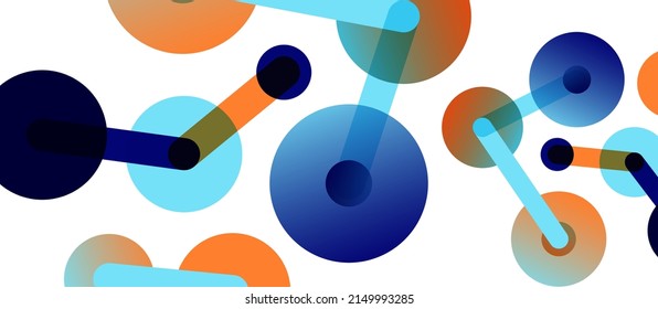 Line points connections geometric abstract background. Circles connected by lines. Trendy techno business template for wallpaper, banner, background or landing