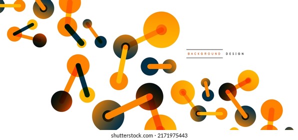 Line points connections geometric abstract background. Circles connected by lines. Trendy techno business template for wallpaper, banner, background or landing