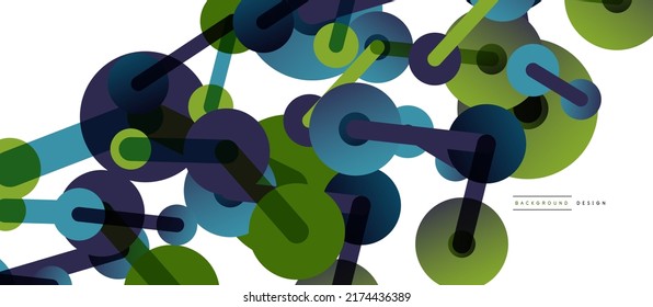 Line points connections geometric abstract background. Circles connected by lines. Trendy techno business template for wallpaper, banner, background or landing