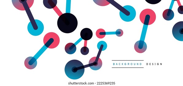 Linienpunkte verbinden geometrischen abstrakten Hintergrund. Durch Linien verbundene Kreise. Trendy Techno Business Template für Tapete, Banner, Hintergrund oder Landung