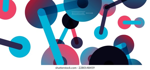 Line points connections geometric abstract background. Circles connected by lines. Trendy techno business template for wallpaper, banner, background or landing