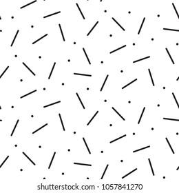 LINE AND POINTS. MEMPHIS STYLE SEAMLESS PATTERN. GEOMETRIC 90S DESIGN TEXTURE