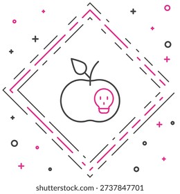Line Poison apple icon isolated on white background. Poisoned witch apple. Colorful outline concept. Vector