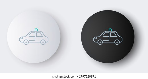 Line Police car and police flasher icon isolated on grey background. Emergency flashing siren. Colorful outline concept. Vector