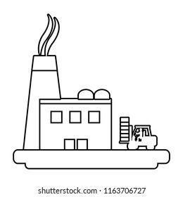 line pollution factory with forklift construction equipment