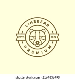 line polygon head bear badge logo design vector graphic symbol icon illustration creative idea