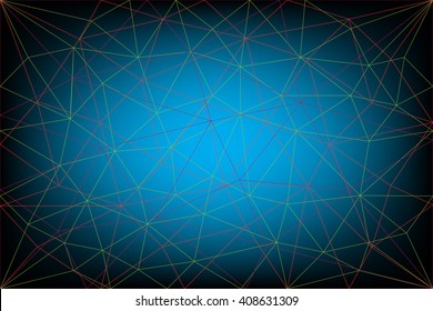 line polygon on Blue light dark background for design template
