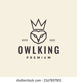 line polygon owl with crown logo design vector graphic symbol icon illustration creative idea