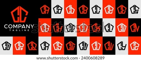 Line polygonal shape letter C CC logo design set [[stock_photo]] © 