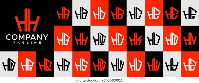 Line polygonal shape letter H HH logo design set