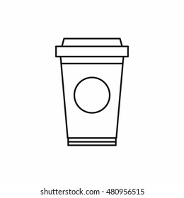 Line Polystyrene Coffee Cup Icon. Outline Illustration Of Coffee Cup Vector Icon Logo Isolated On A White Background