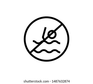 Line pool icon isolated on white background. Outline aquapark symbol for website design, mobile application, ui. Water pictogram. Vector illustration, editable strok. Eps10