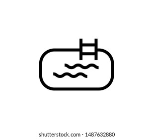 Line pool icon isolated on white background. Outline aquapark symbol for website design, mobile application, ui. Water pictogram. Vector illustration, editable strok. Eps10