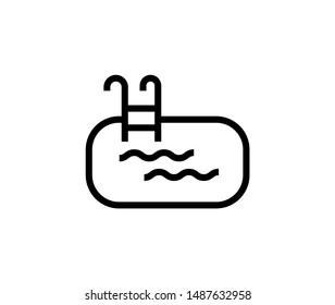 Line pool icon isolated on white background. Outline aquapark symbol for website design, mobile application, ui. Water pictogram. Vector illustration, editable strok. Eps10