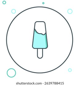 Line Popsicle ice cream on wooden stick icon isolated on white background. Colorful outline concept. Vector