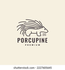 line porcupine art logo design
