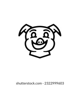Line Pork Pig Head Logo Illustration Design Vector