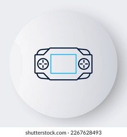 Line Portable video game console icon isolated on white background. Handheld console gaming. Colorful outline concept. Vector