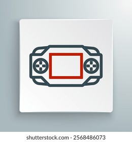 Line Portable video game console icon isolated on white background. Handheld console gaming. Colorful outline concept. Vector