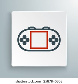 Line Portable video game console icon isolated on white background. Handheld console gaming. Colorful outline concept. Vector