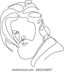 Line portrait of a man with a beard .Vector illustration of continuous line drawing. Without artificial intelligence
