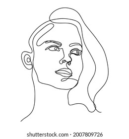 Line Portrait One Line Woman Face Stock Vector (Royalty Free ...