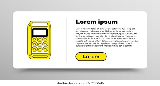 Line Pos Terminal Symbol isoliert auf weißem Hintergrund. Zahlungsterminals Bezahlen Sie mit Karte. Farbenfrohe Kontur. Vector