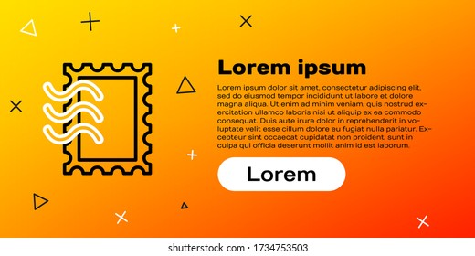 Line Postal stamp icon isolated on yellow background. Colorful outline concept. Vector Illustration