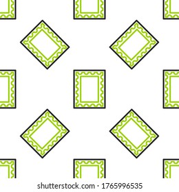 Line Postal stamp icon isolated seamless pattern on white background.  Vector Illustration
