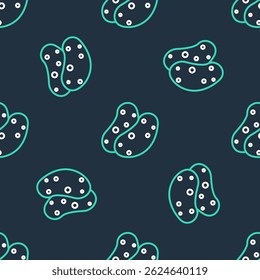 Line Potato icon isolated seamless pattern on black background.  Vector