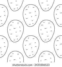 line Potato pattern . Potato eco-bio production. Raw healthy vegetable. Ingredient for cooking. Hand drawn vector illustration. seamless background wallpaper texture print fabric paper fashion