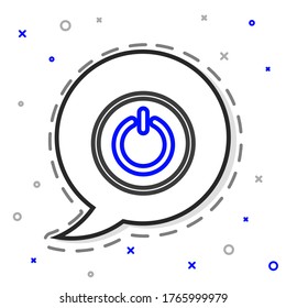Icono del botón de encendido de línea aislado en fondo blanco. Iniciar el signo. Concepto de esquema colorido. Ilustración vectorial