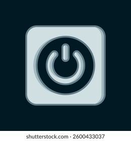 Line Power button icon isolated on black background. Start sign. Flat filled outline style with shadow. Vector